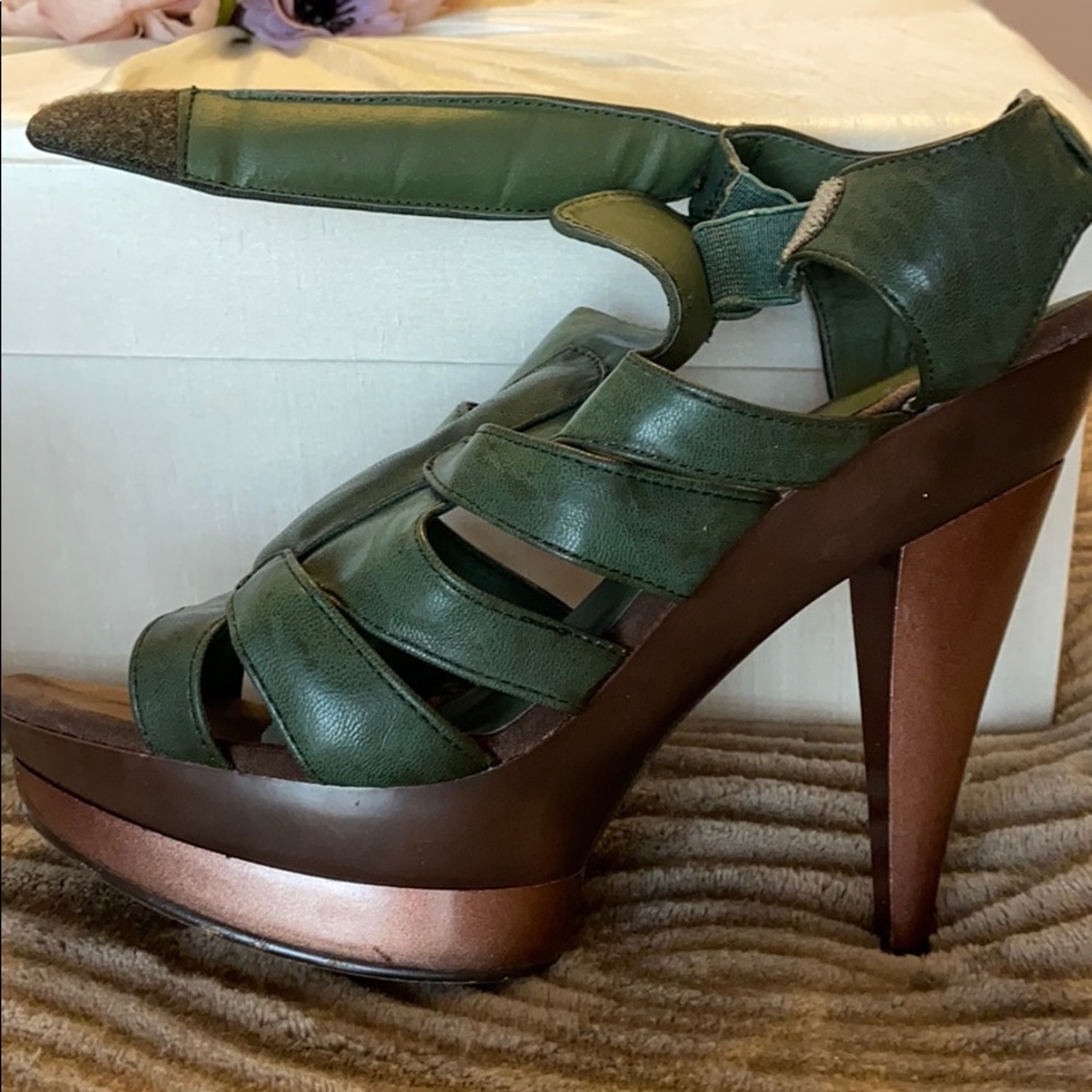 Army Green strapped heels